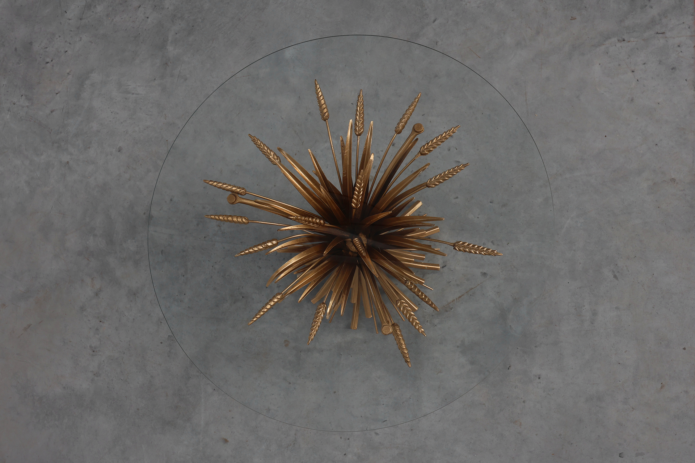 Hollywood regency gilt sheaf of wheat side table “coco chanel”, Italy 1960sthumbnail